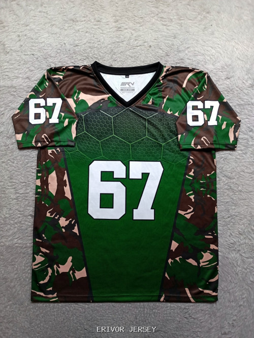 Desain Jersey Motif Camo dengan Nomor 67