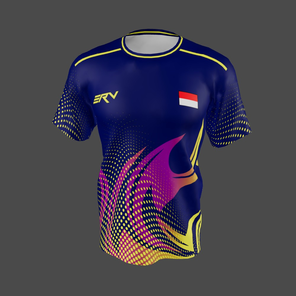 Jersey Badminton Dinamis Biru Kuning