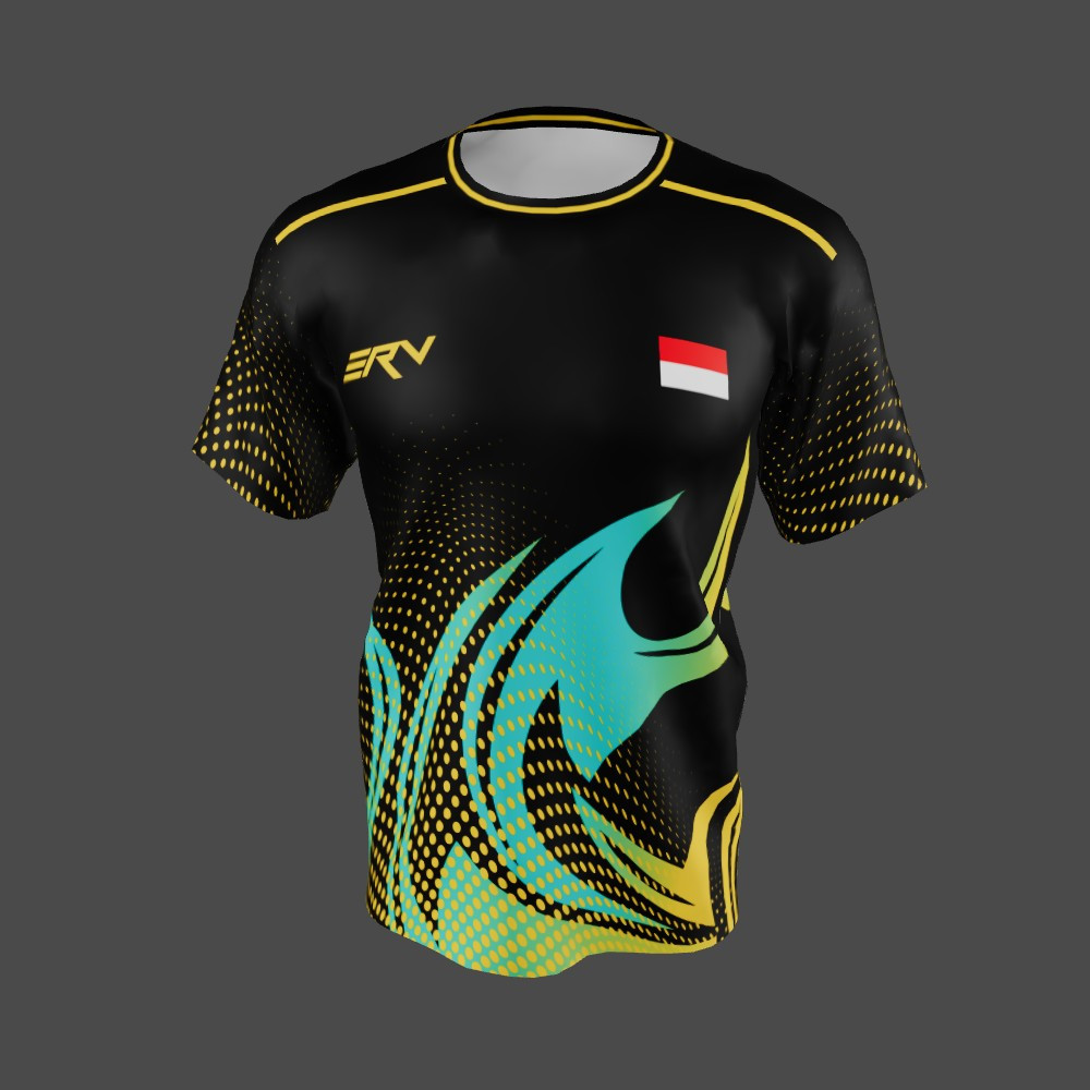 Jersey Badminton Geometric Black Gold