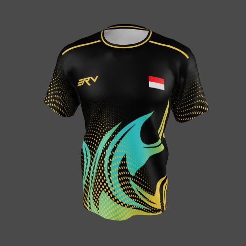 Jersey Badminton Geometric Black Gold