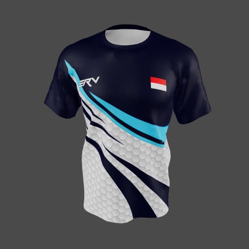Jersey Badminton Geometric Navy-Putih