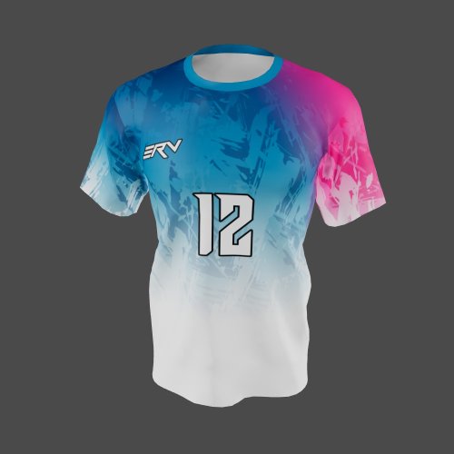 Jersey Basket Abstrak Biru Pink Putih