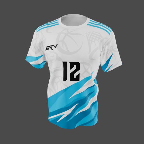 Jersey Basket Gelombang Biru Putih