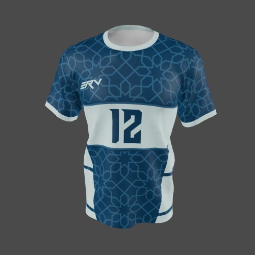 Jersey Basket Geometric Biru Navy Putih