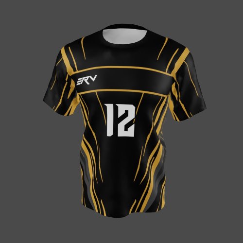 Jersey Basket Geometric Hitam Emas