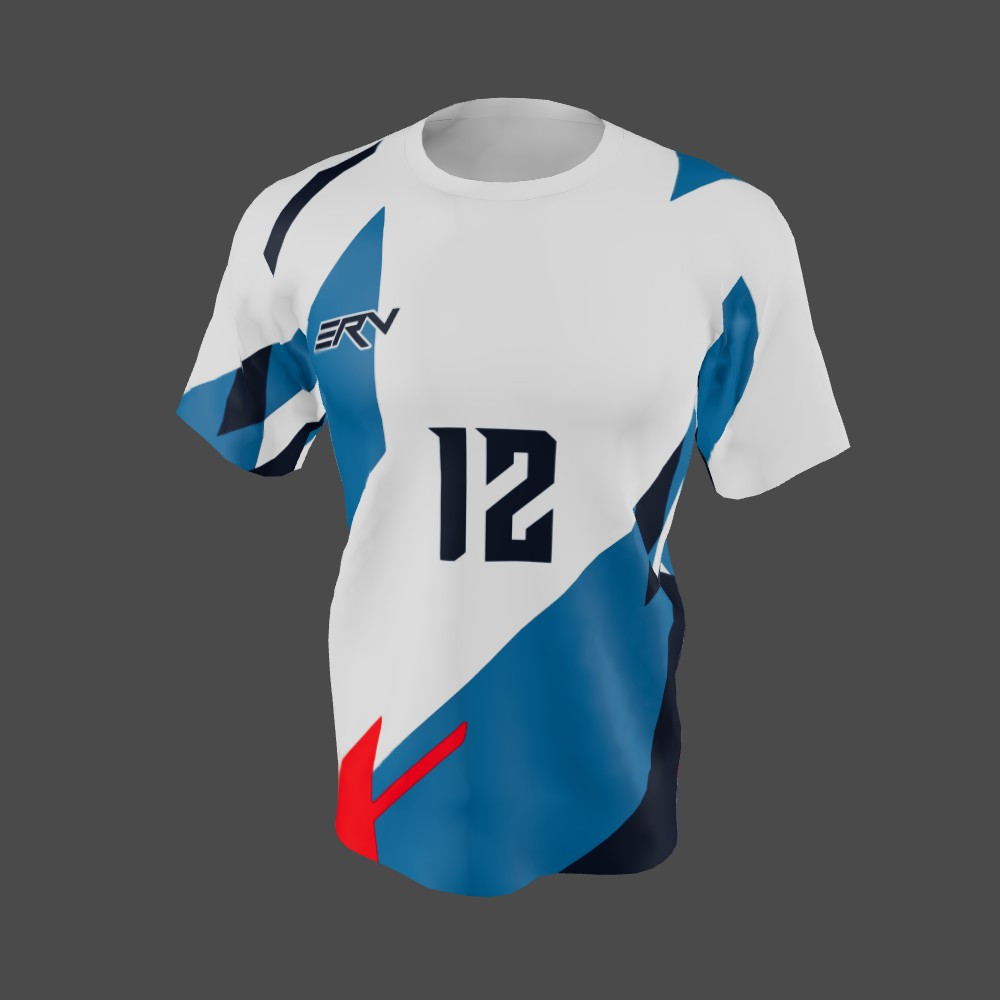 Jersey Basket Geometric Modern Biru Putih