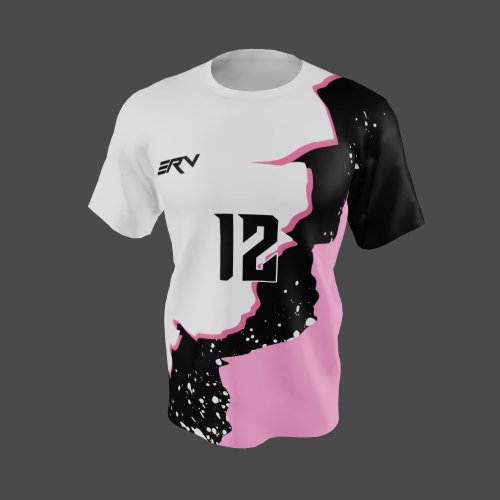 Jersey Basket Modern Geometric Hitam Pink Putih