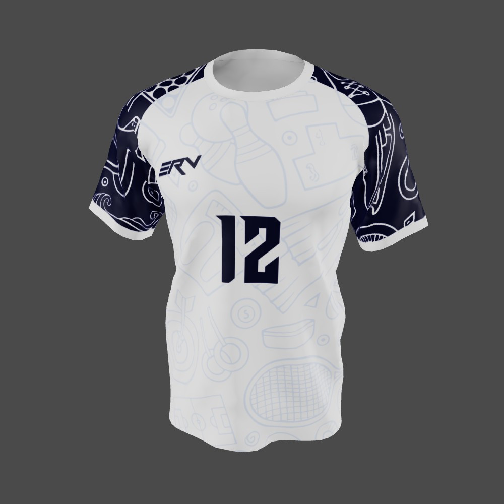 Jersey Bowling Putih Navy Modern