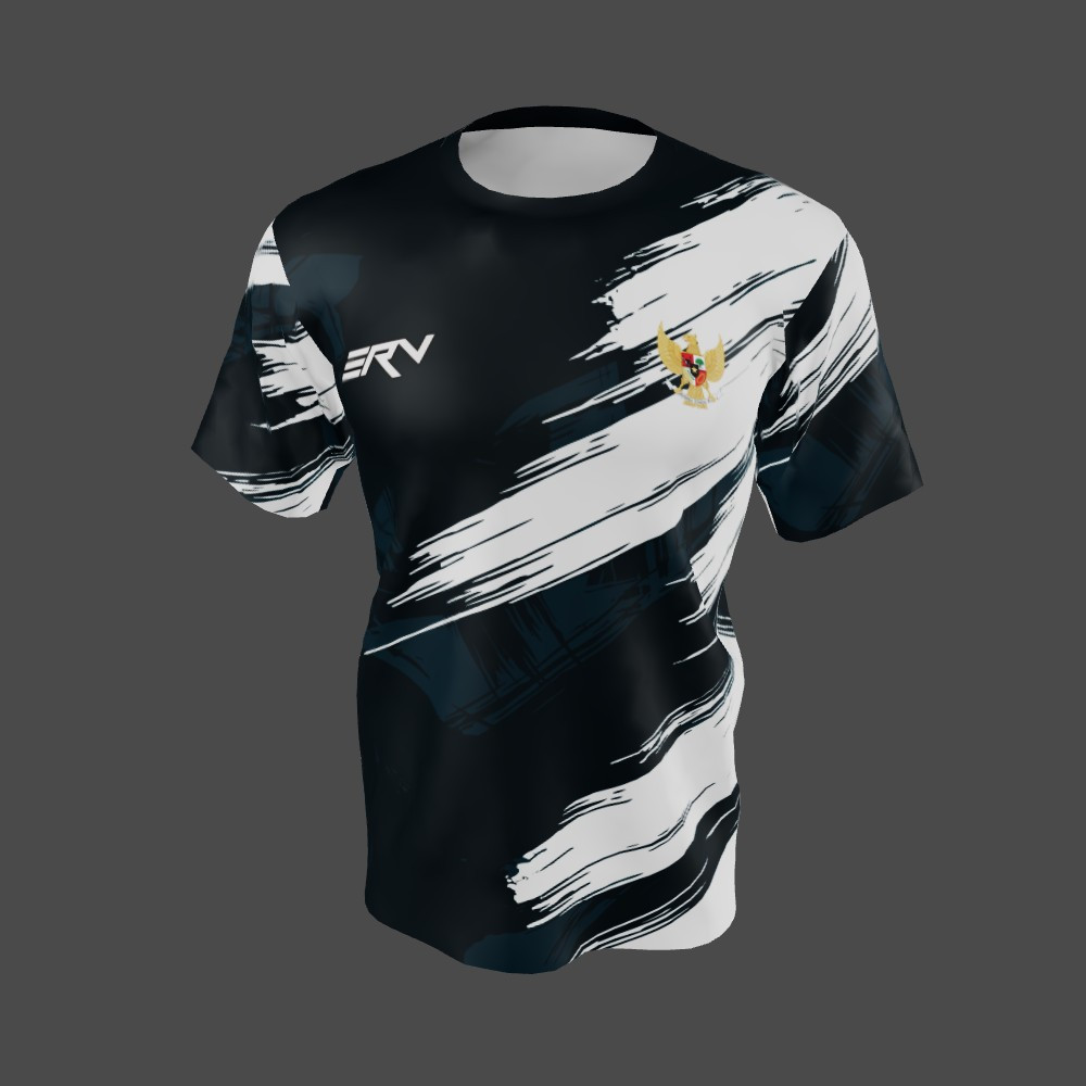Jersey Futsal Brushstroke Hitam Putih