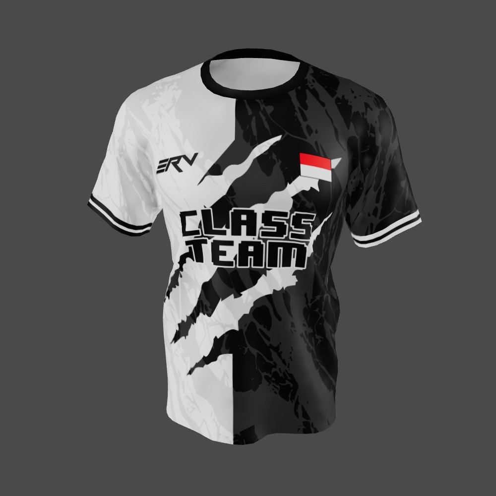 Jersey Futsal Class Team: Hitam Putih Dinamis