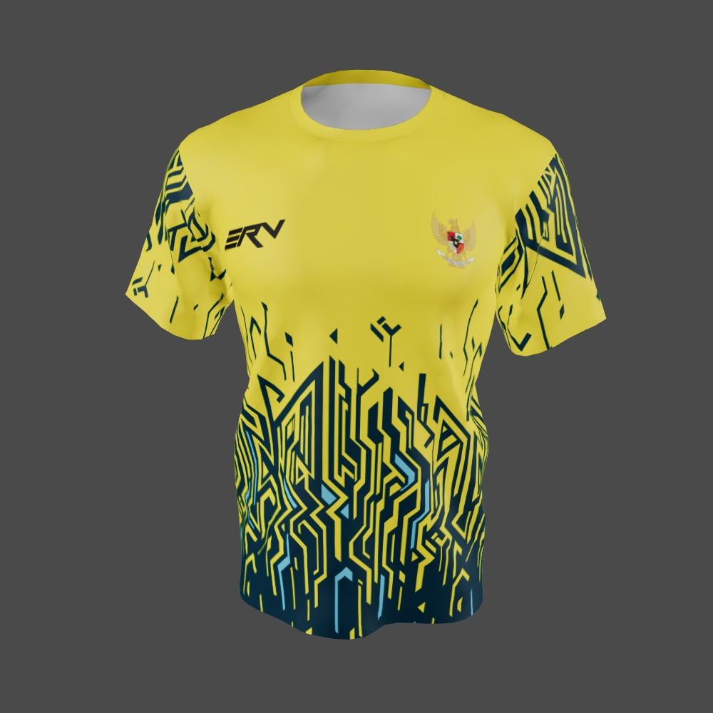 Jersey Futsal Geometric Kuning Navy