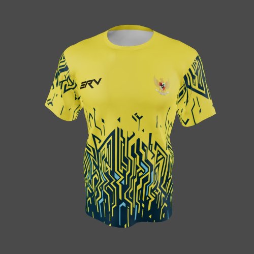 Jersey Futsal Geometric Kuning Navy