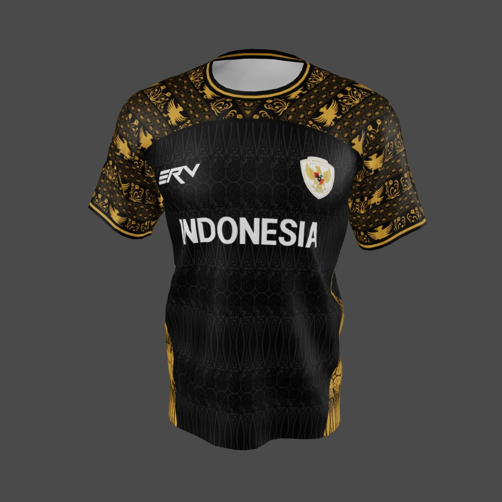 Jersey Garuda Batik Hitam Emas
