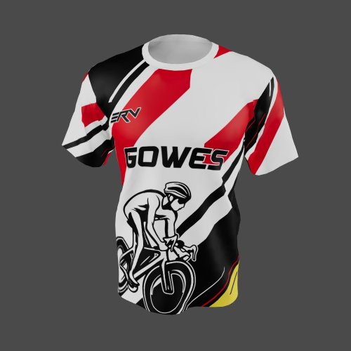 Jersey Gowes Geometric Merah Hitam Putih