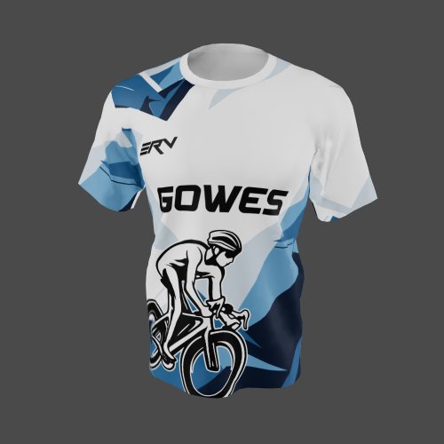 Jersey Gowes Modern Geometric Biru Putih