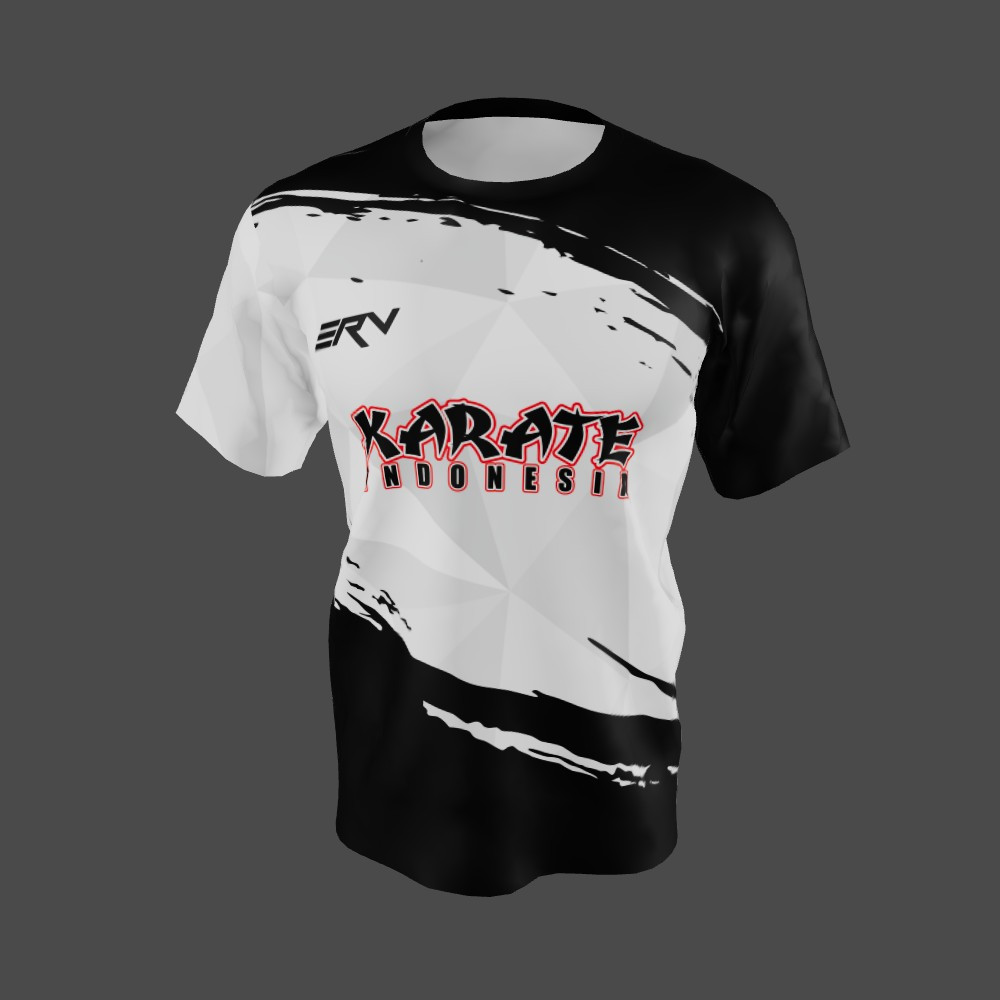 Jersey Karate Indonesia Geometric Hitam Putih