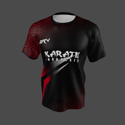 Jersey Karate Indonesia Geometric Merah Hitam