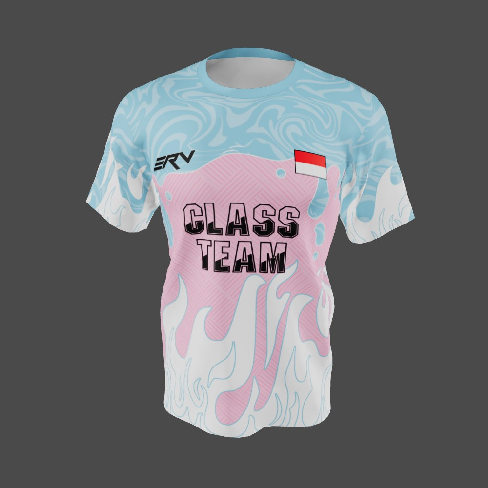 Jersey Kelas Futsal Abstrak Pink Biru