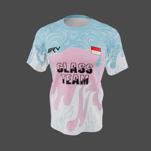 Jersey Kelas Futsal Abstrak Pink Biru