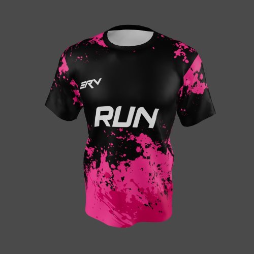 Jersey Lari Abstrak Hitam Merah Muda
