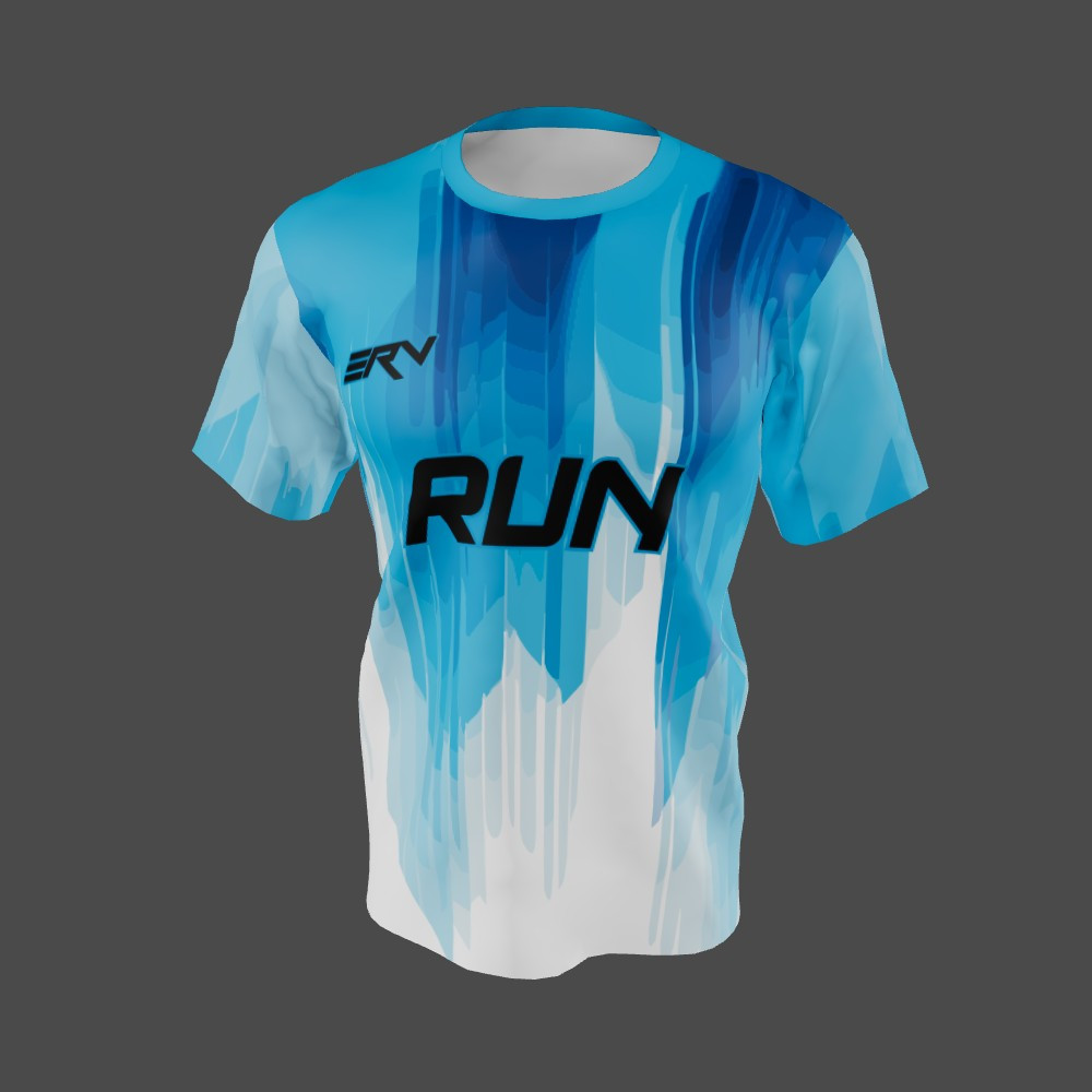 Jersey Lari Abstrak  Modern Biru Putih