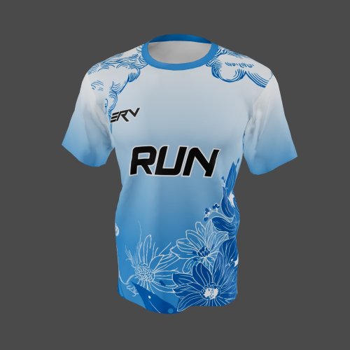 Jersey Lari Floral Gradient Biru