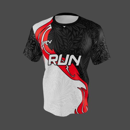 Jersey Lari Geometric Hitam Merah