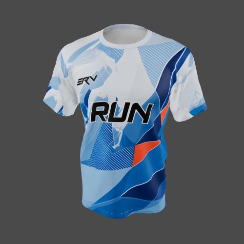 Jersey Lari Geometric Modern Biru Putih Oranye