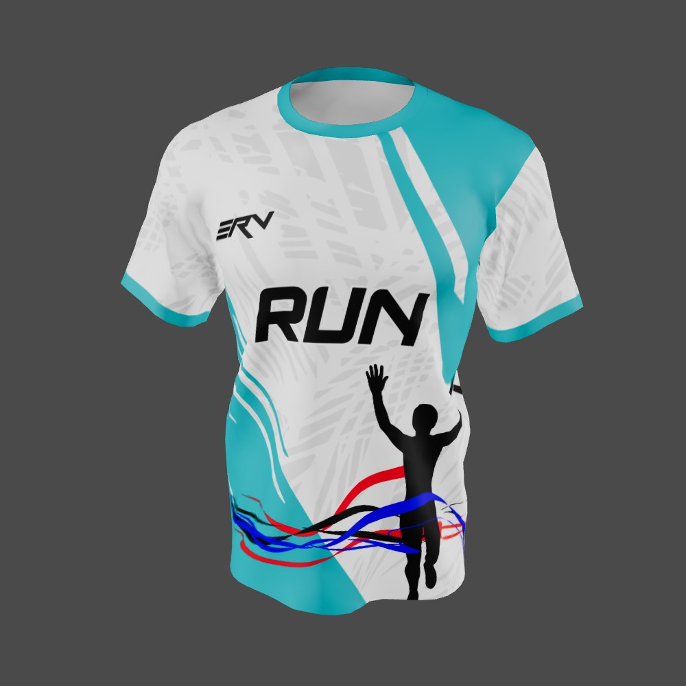 Jersey Lari Modern Abstrak Biru Putih