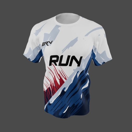 Jersey Lari Modern Abstrak Putih Biru Merah