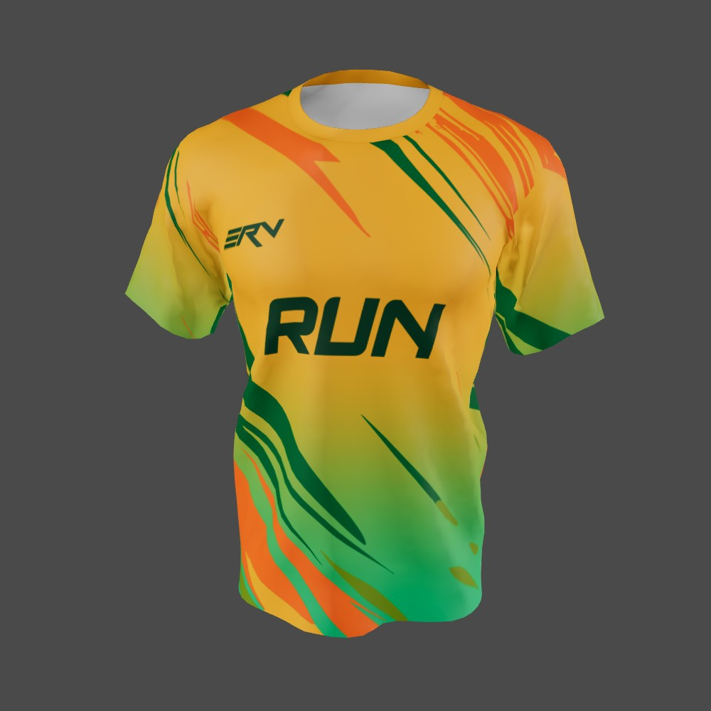 Jersey Lari Modern dengan Desain Dinamis Kuning Hijau