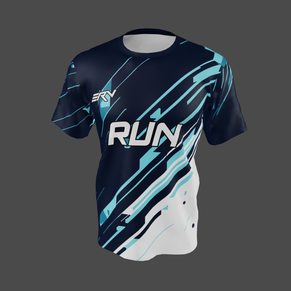 Jersey Lari Modern Geometris Biru Putih