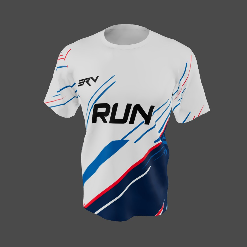 Jersey Lari Modern Putih Biru Merah