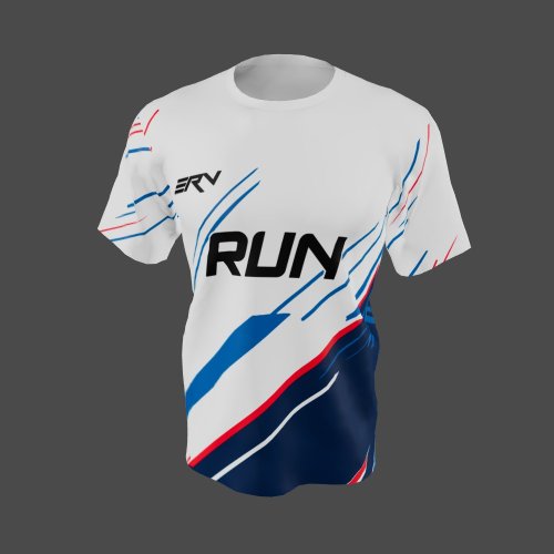 Jersey Lari Modern Putih Biru Merah