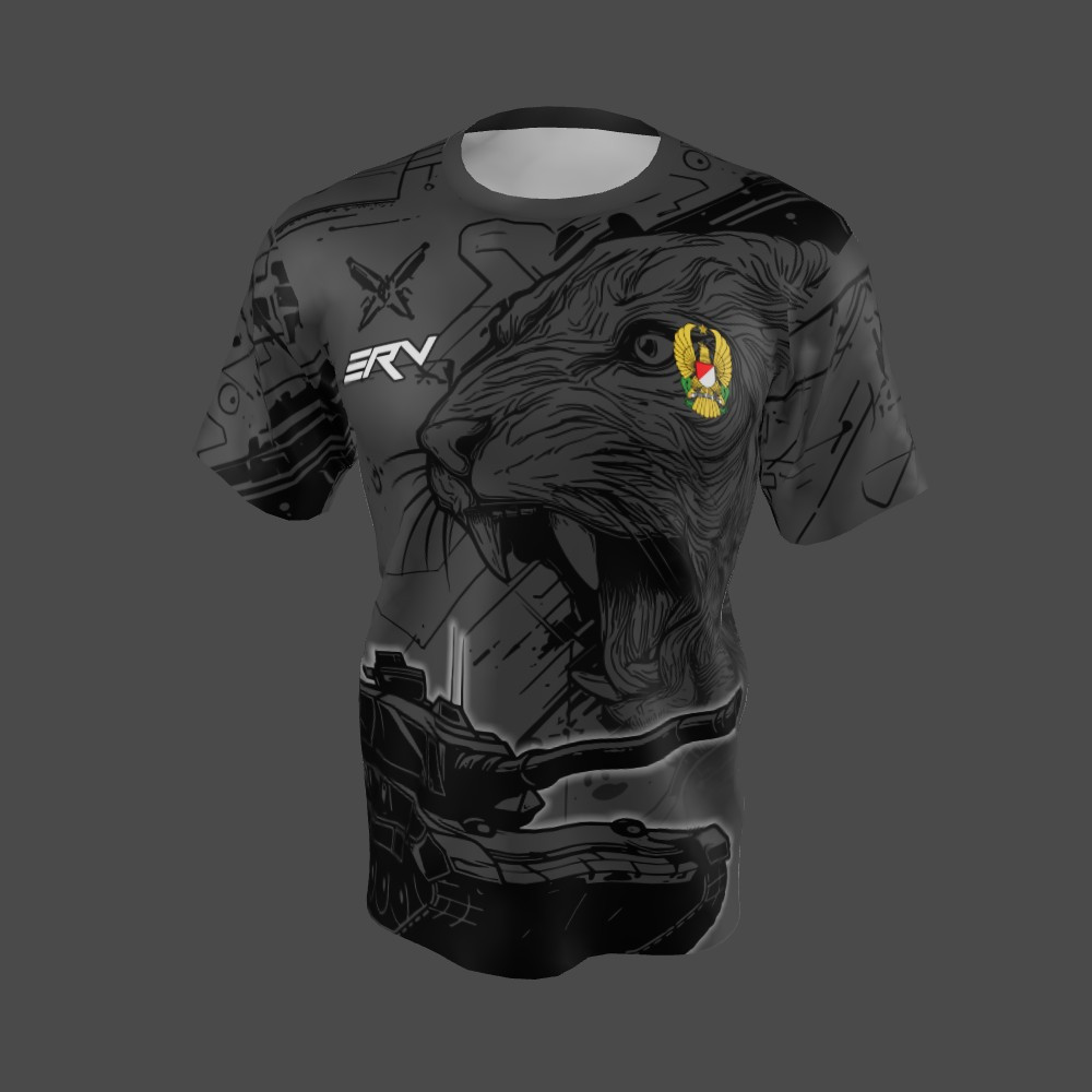 Jersey Militer Panther Hitam Abu-abu