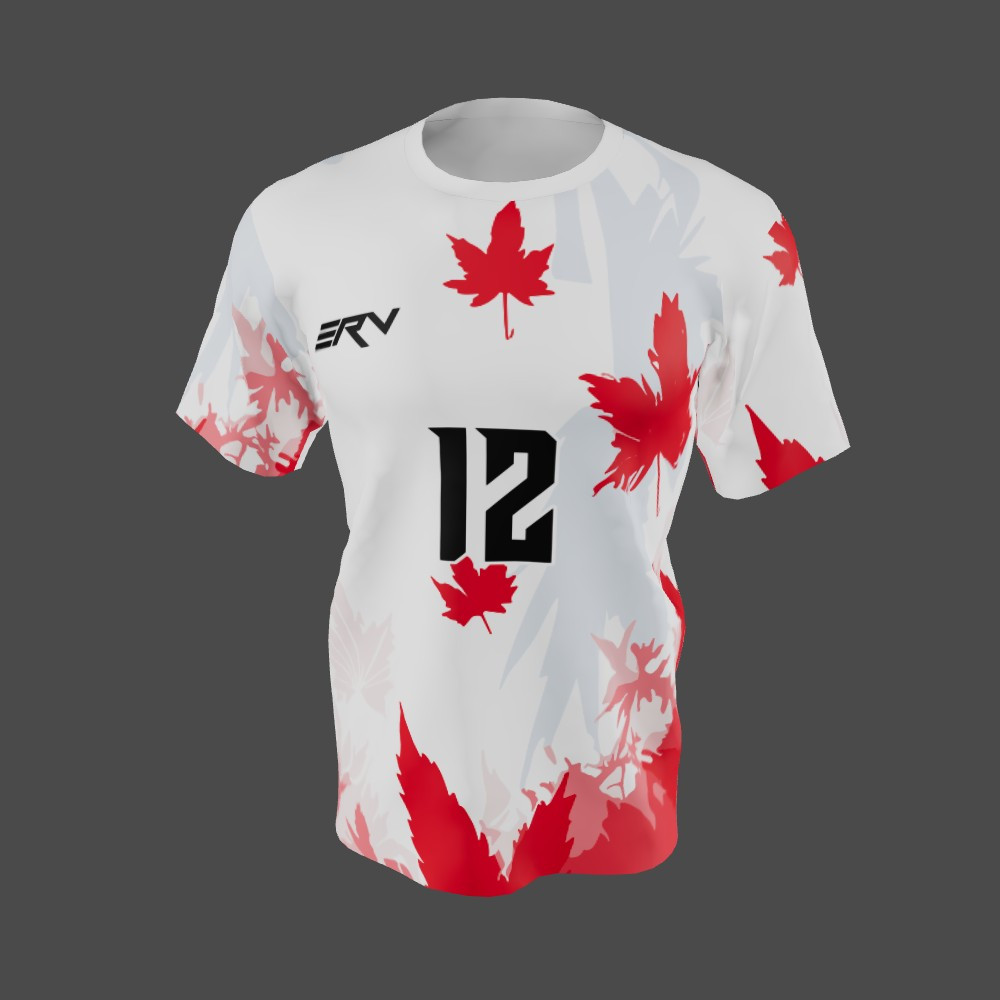 Jersey Olahraga Daun Maple Merah