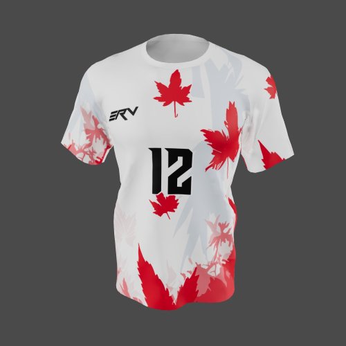 Jersey Olahraga Daun Maple Merah