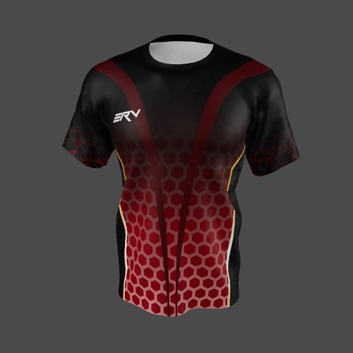 Jersey Olahraga Geometric Hexagon Hitam Merah