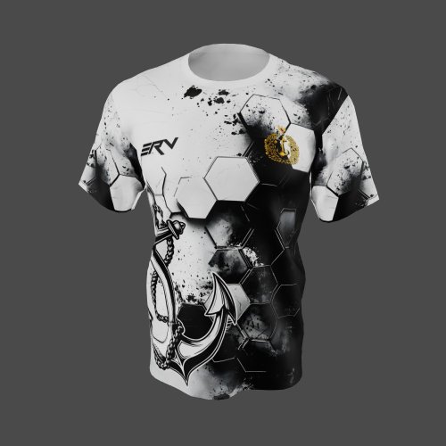 Jersey Olahraga Geometric Jangkar Hitam Putih