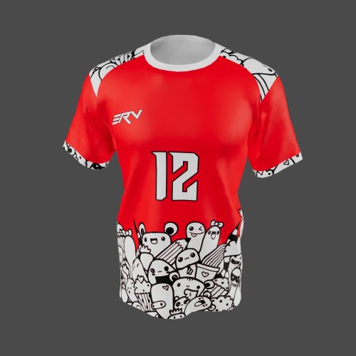 Jersey Olahraga Merah Doodle