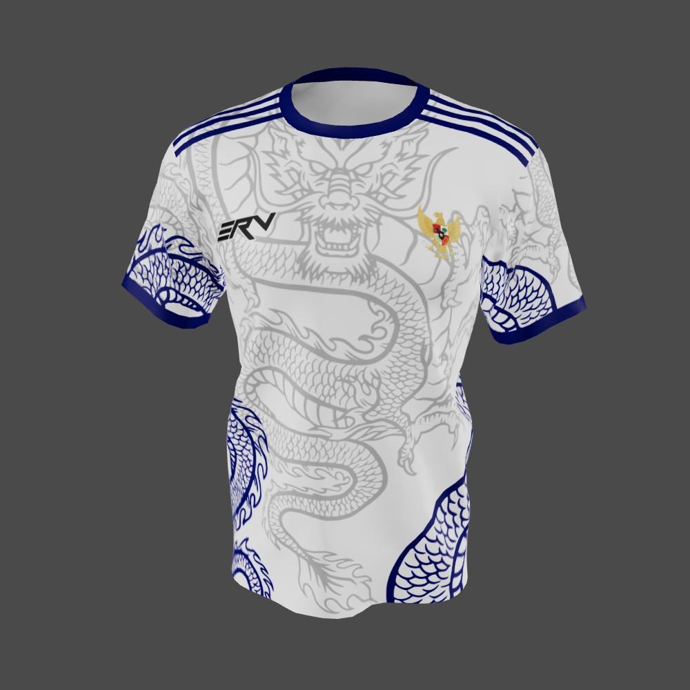 Jersey Olahraga Naga Putih Biru