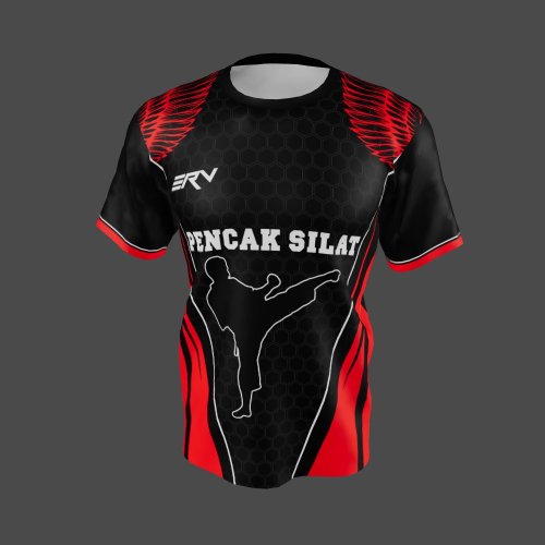 Jersey Pencak Silat Geometric Hitam Merah