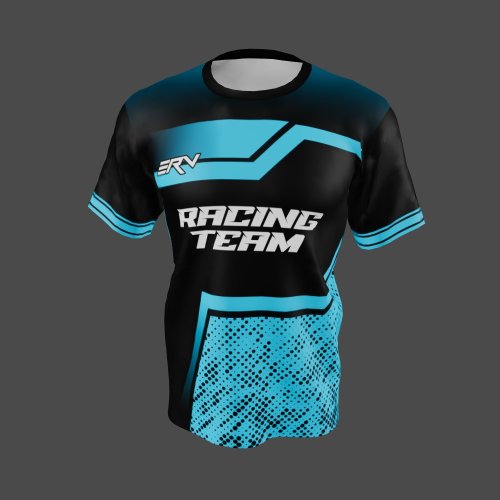 Jersey Racing Team Geometric Biru Hitam