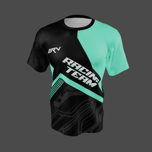 Jersey Racing Team Geometric Hitam Hijau Tosca