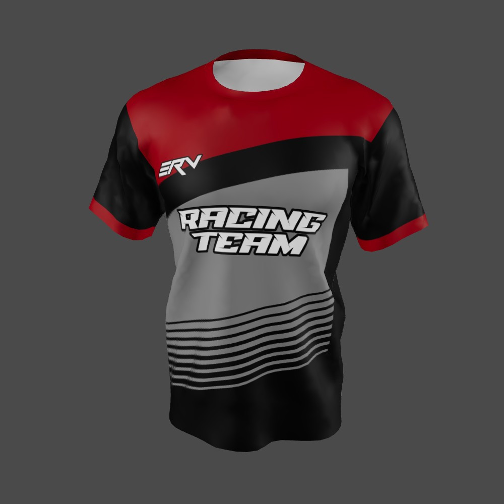 Jersey Racing Team Geometric Hitam Merah