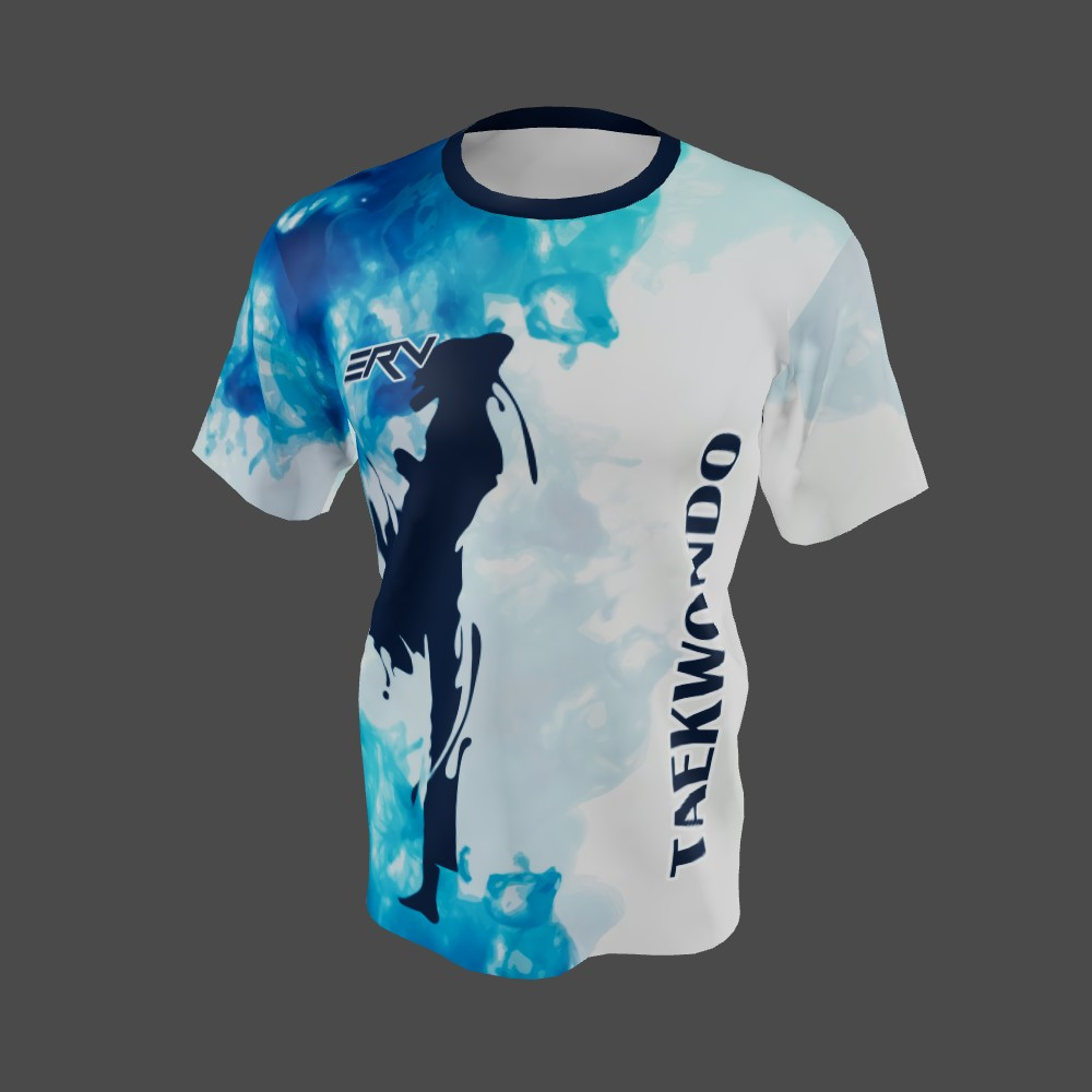 Jersey Taekwondo Abstrak Biru Putih