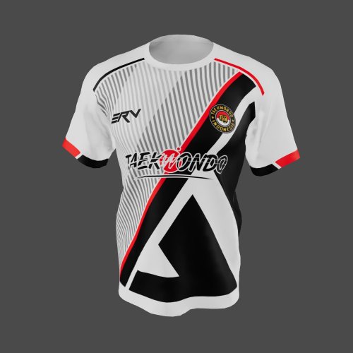 Jersey Taekwondo Geometric Hitam Merah