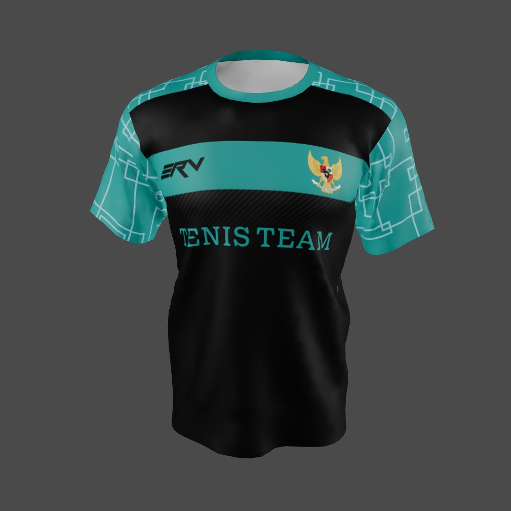 Jersey Tenis Geometric Kombinasi Hitam Tosca