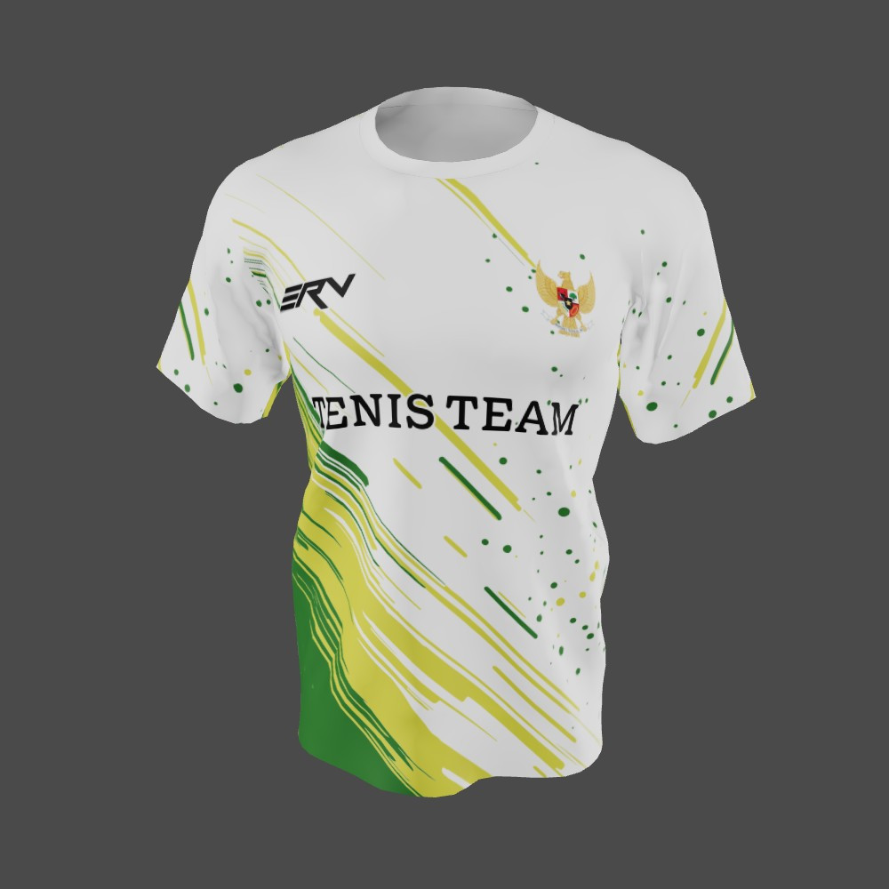 Jersey Tenis Team Geometric Gradient Putih Hijau