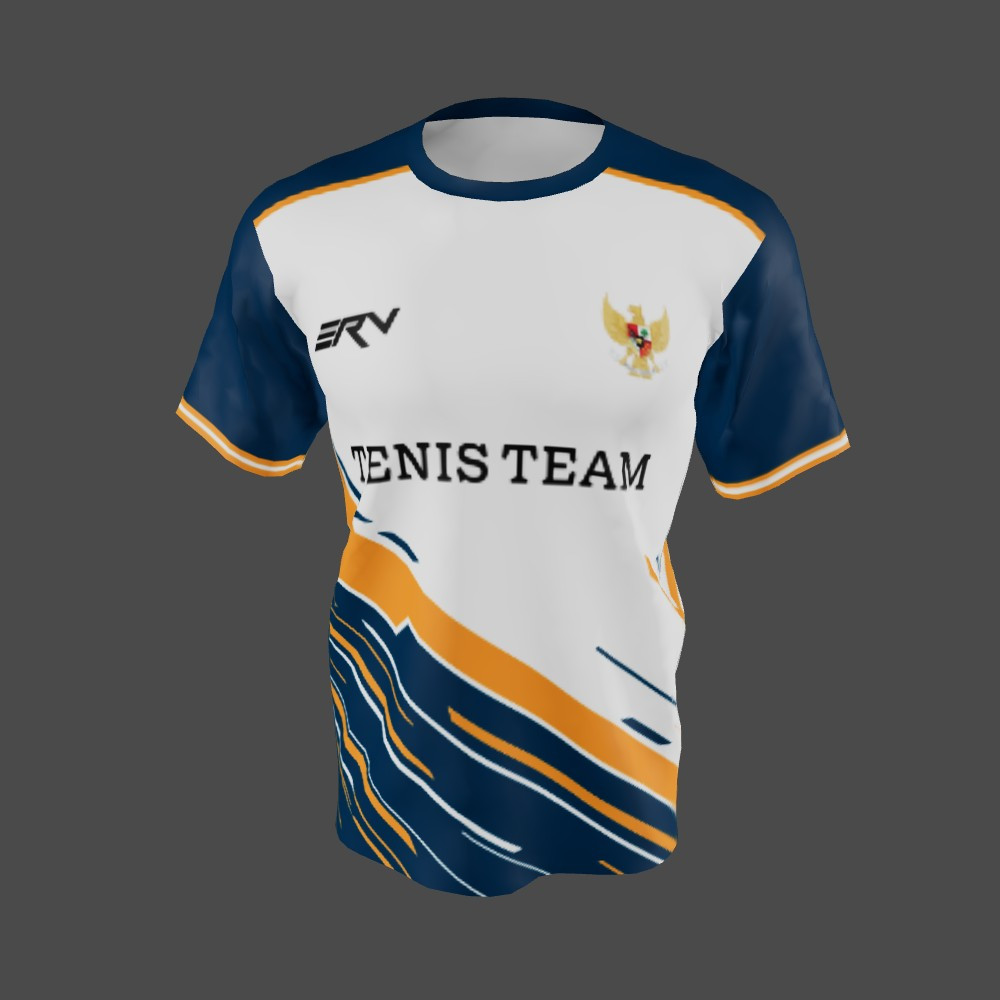 Jersey Tenis Team Modern Putih Biru Orange